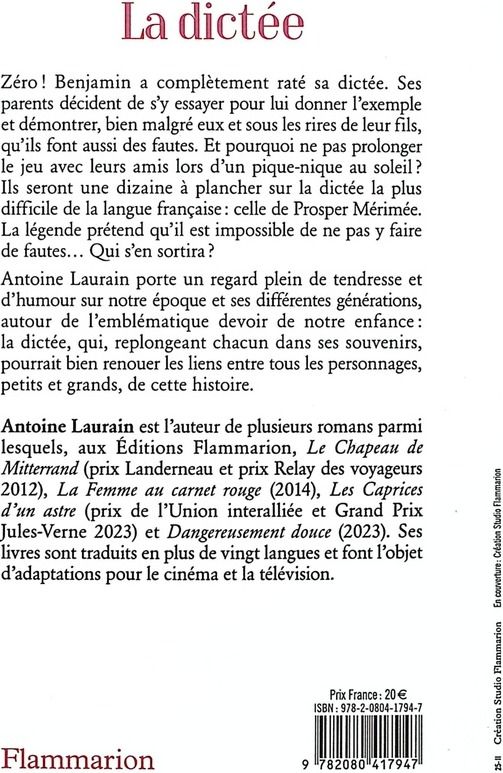 Quatrième de couverture de « La dictée : roman »