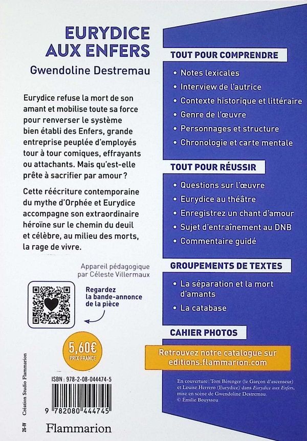 Quatrième de couverture de « Eurydice aux Enfers »