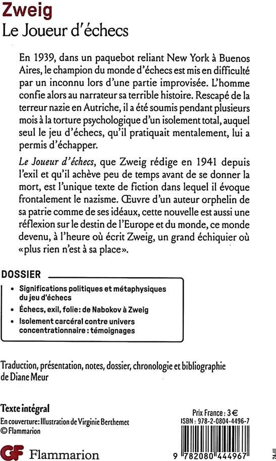 Quatrième de couverture de « LE JOUEUR D'ECHECS »