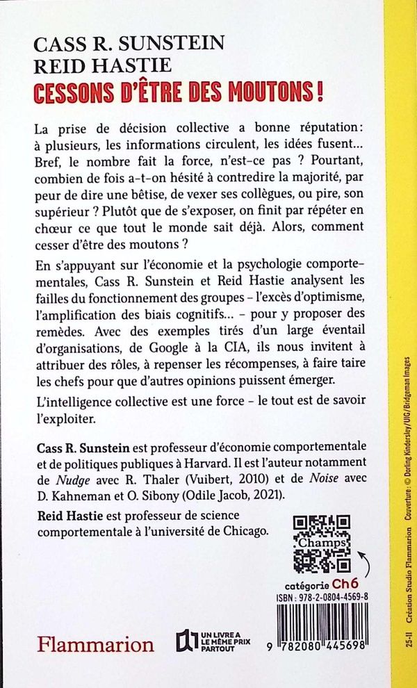 Quatrième de couverture de « Cessons d'être des moutons ! : du bon usage de l'intelligence collective »