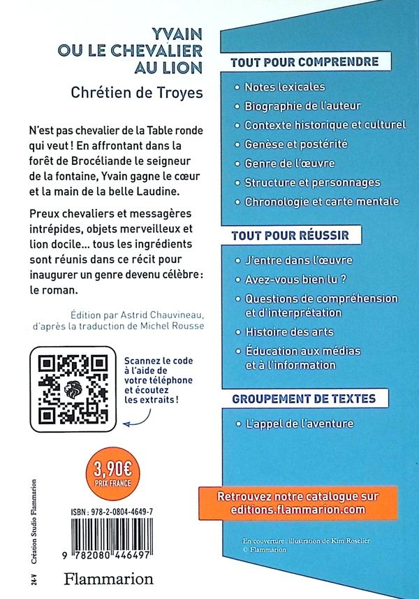 Quatrième de couverture de « Yvain ou Le chevalier au lion »