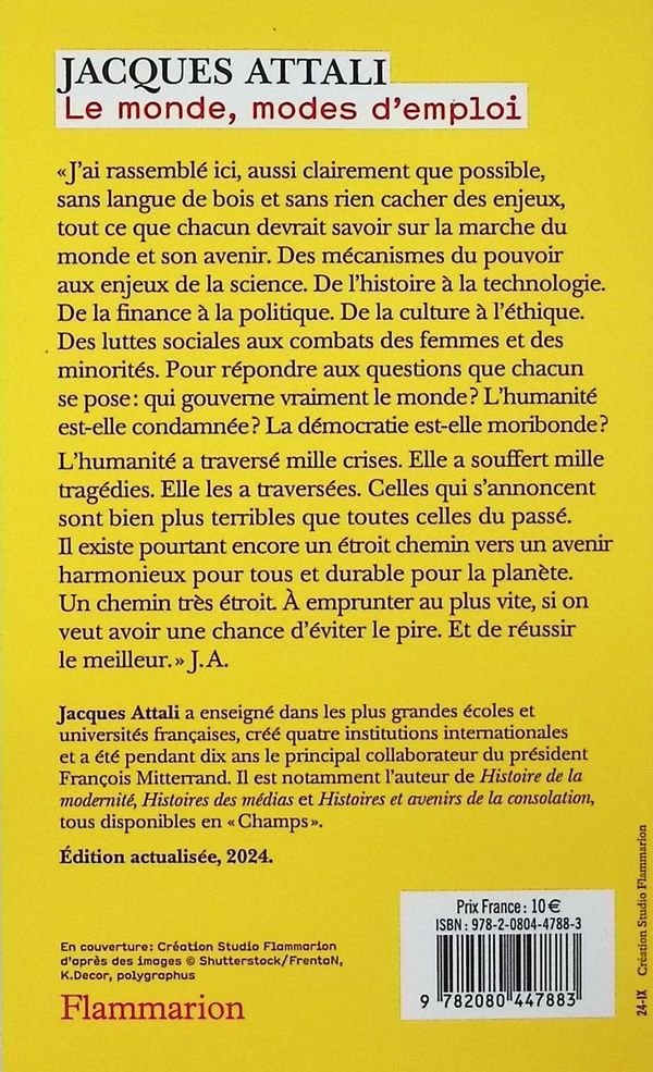 Quatrième de couverture de « Le monde, modes d'emploi : comprendre, prévoir, agir, protéger »