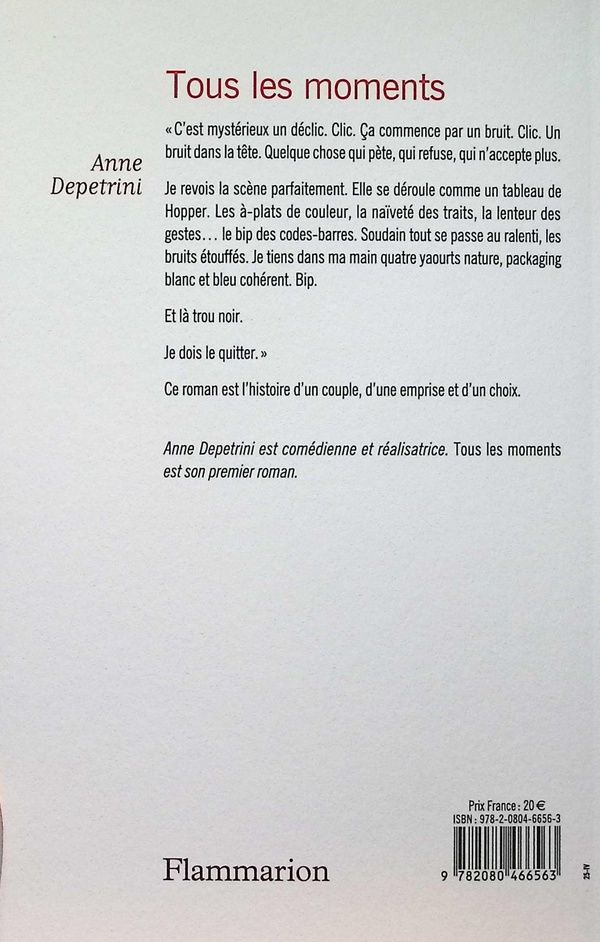 Quatrième de couverture de « Tous les moments : roman »