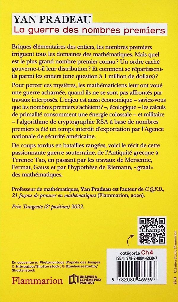 Quatrième de couverture de « La guerre des nombres premiers »