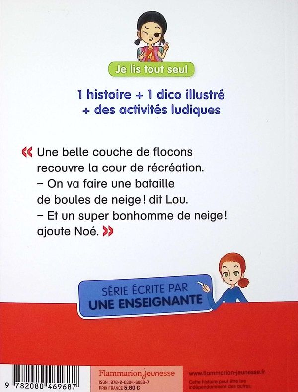 Quatrième de couverture de « Neige à l'école »