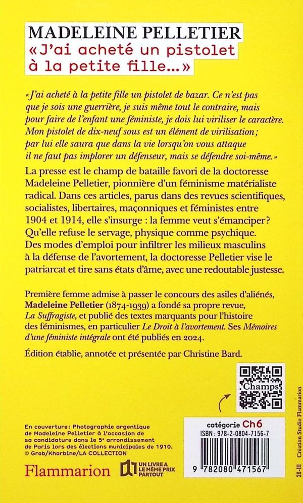 Quatrième de couverture de « "J'ai acheté un pistolet à la petite fille..." : Articles féministes (1904-1914) »