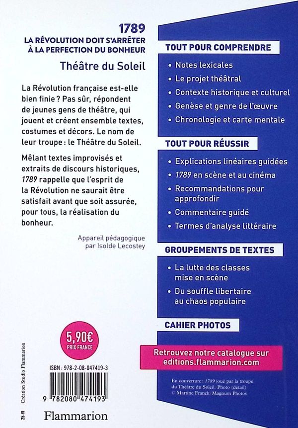 Quatrième de couverture de « 1789, la révolution doit s'arrêter à la perfection du bonheur »
