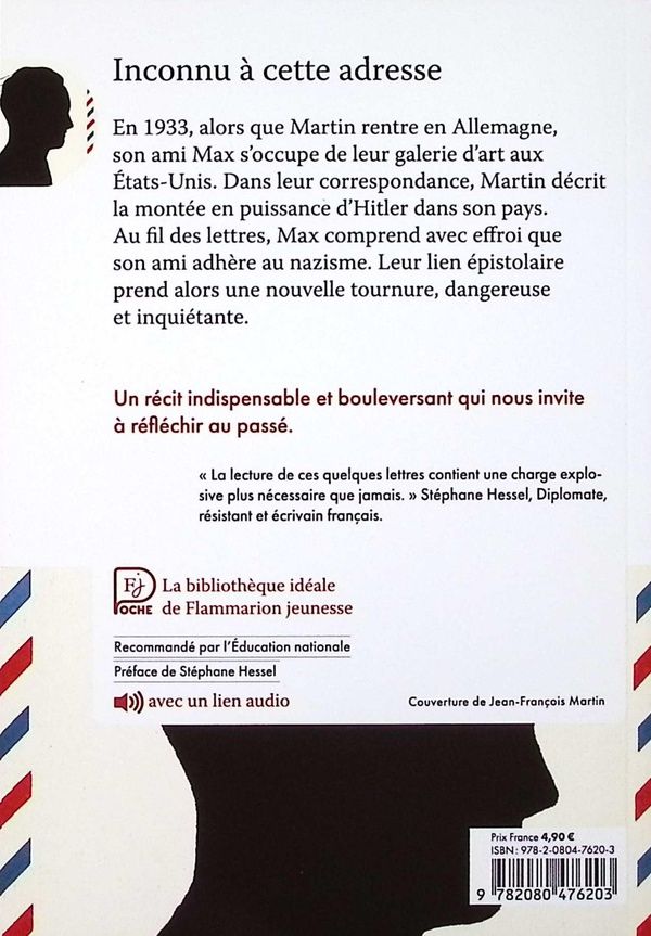 Quatrième de couverture de « Inconnu à cette adresse »