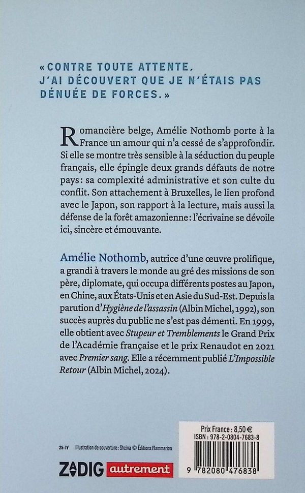 Quatrième de couverture de « Conversation avec Amélie Nothomb »