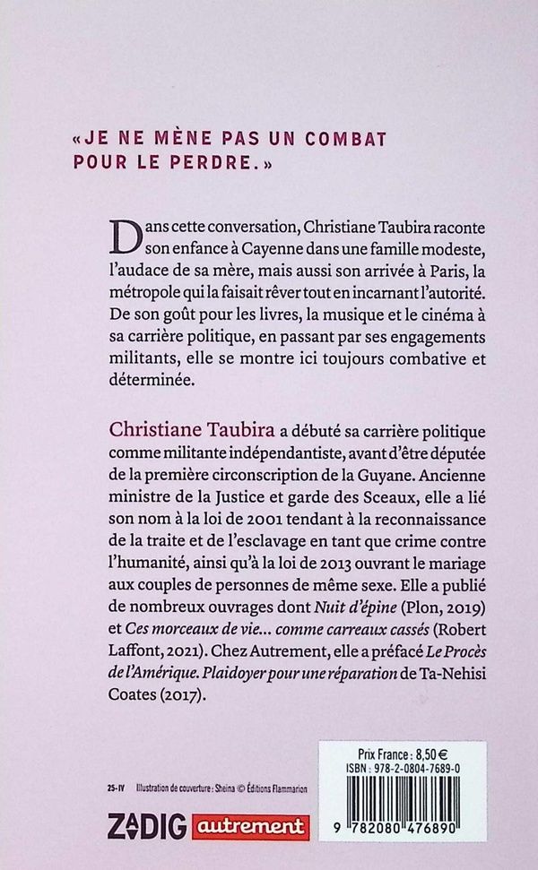 Quatrième de couverture de « Conversation avec Christiane Taubira »