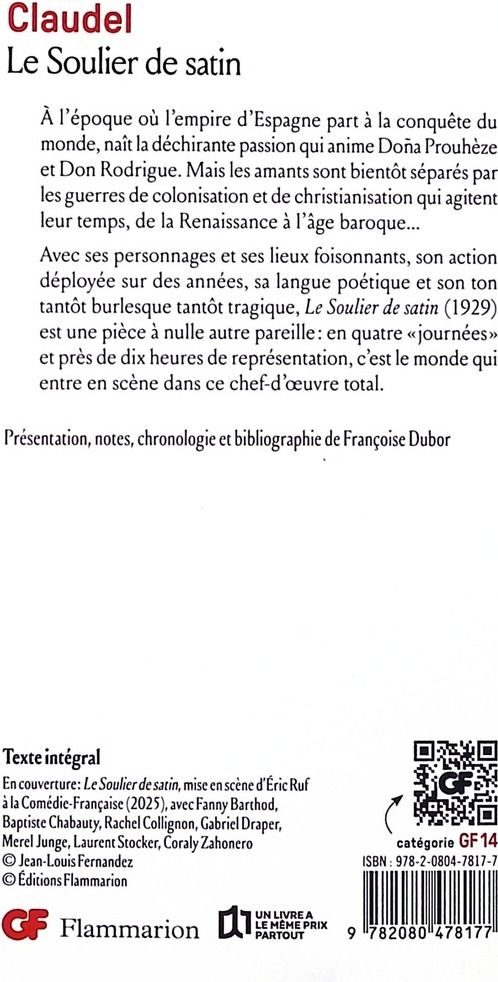 Quatrième de couverture de « Le Soulier de satin »