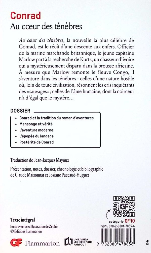Quatrième de couverture de « AU COEUR DES TENEBRES »