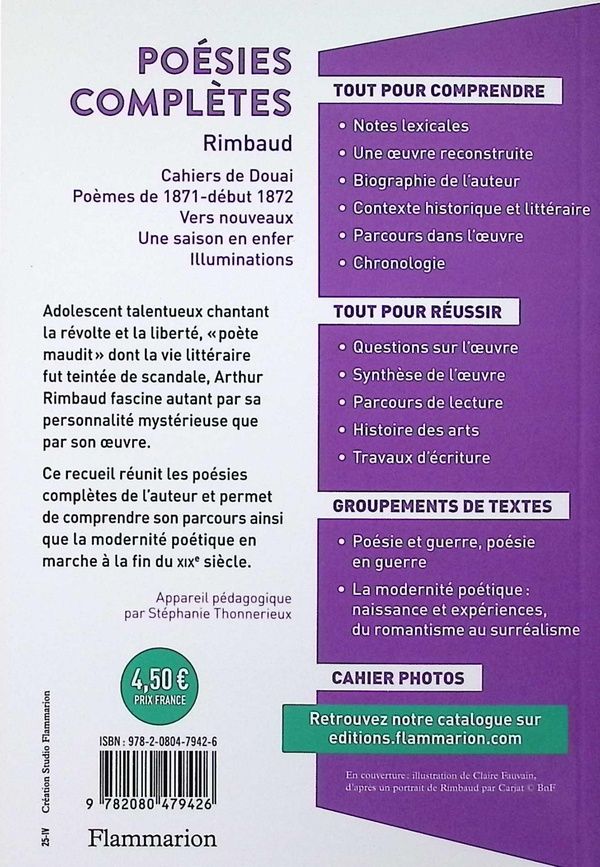 Quatrième de couverture de « Poésies complètes »