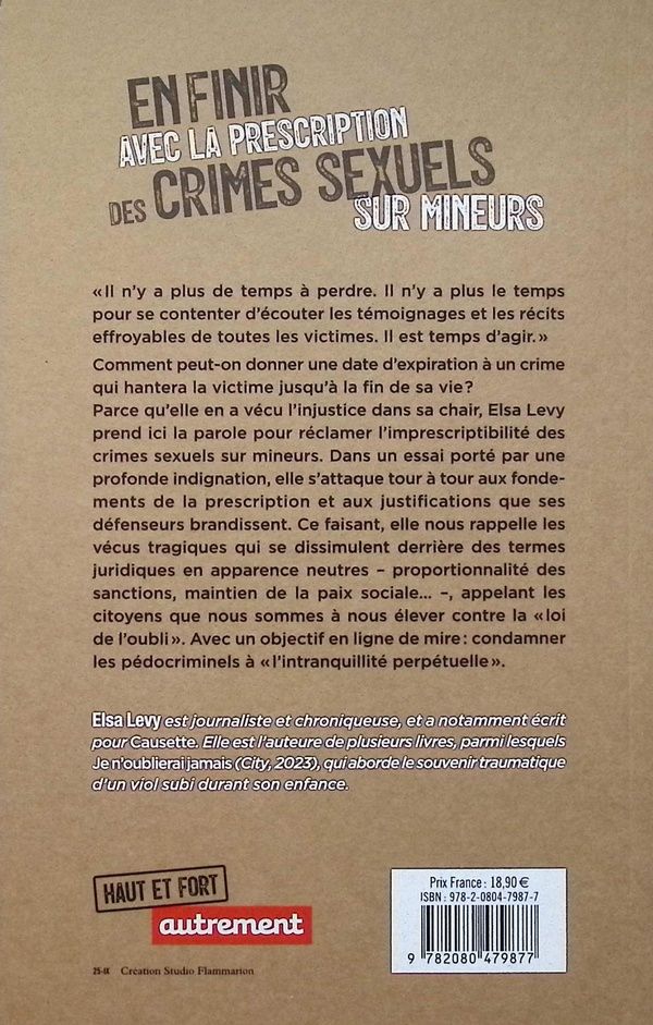 Quatrième de couverture de « En finir avec la prescription des crimes sexuels sur mineurs »