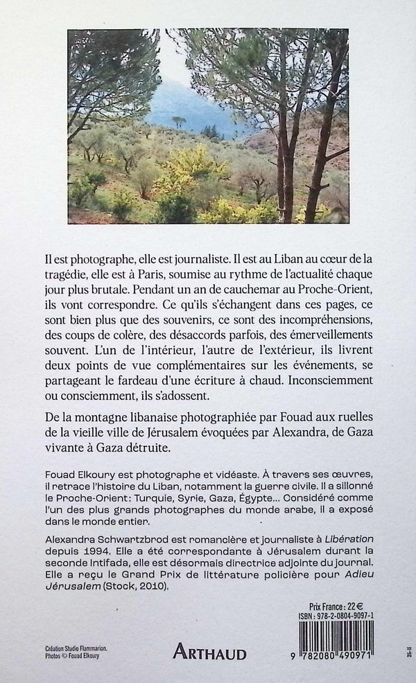 Quatrième de couverture de « Les pins de Rechmaya : lettres de Palestine et d'ailleurs »