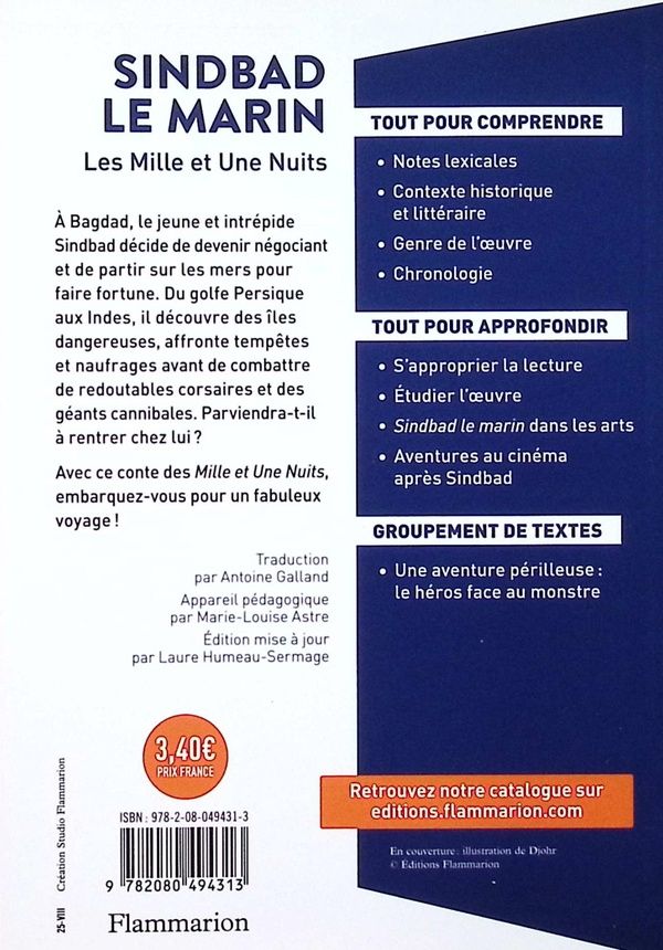 Quatrième de couverture de « Sindbad le marin : Les mille et une nuits »