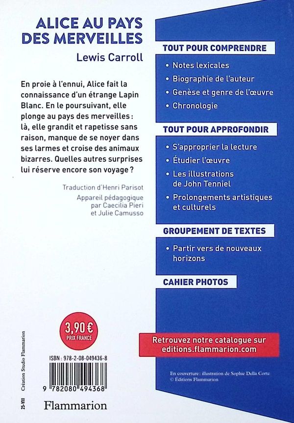 Quatrième de couverture de « Alice au pays des merveilles »