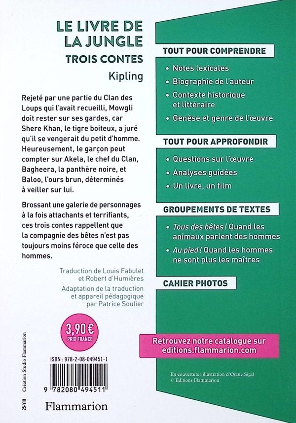 Quatrième de couverture de « Le livre de la jungle : trois contes »