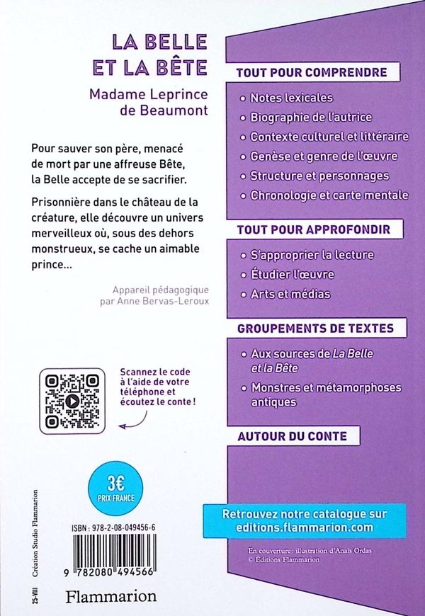 Quatrième de couverture de « La Belle et la Bête »