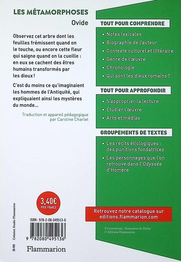 Quatrième de couverture de « Les métamorphoses »