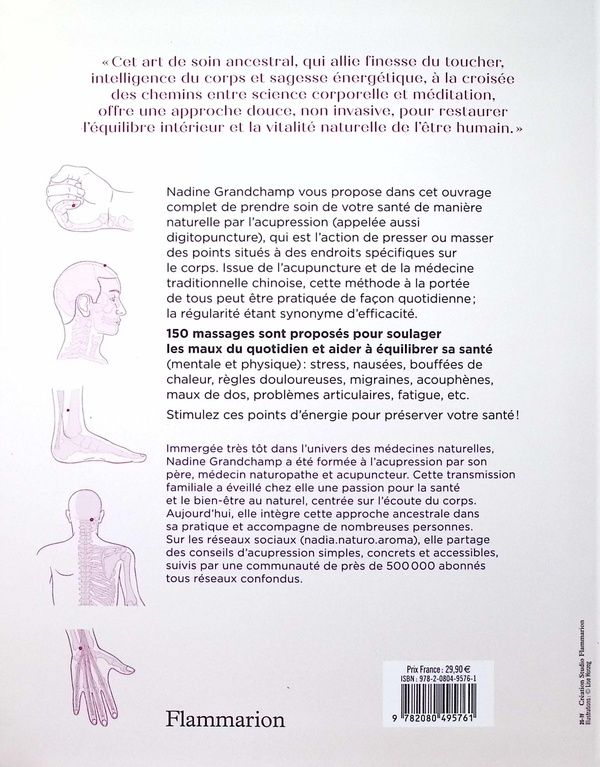 Quatrième de couverture de « Encyclopédie des points de pression : 150 points à masser pour équilibrer sa santé »