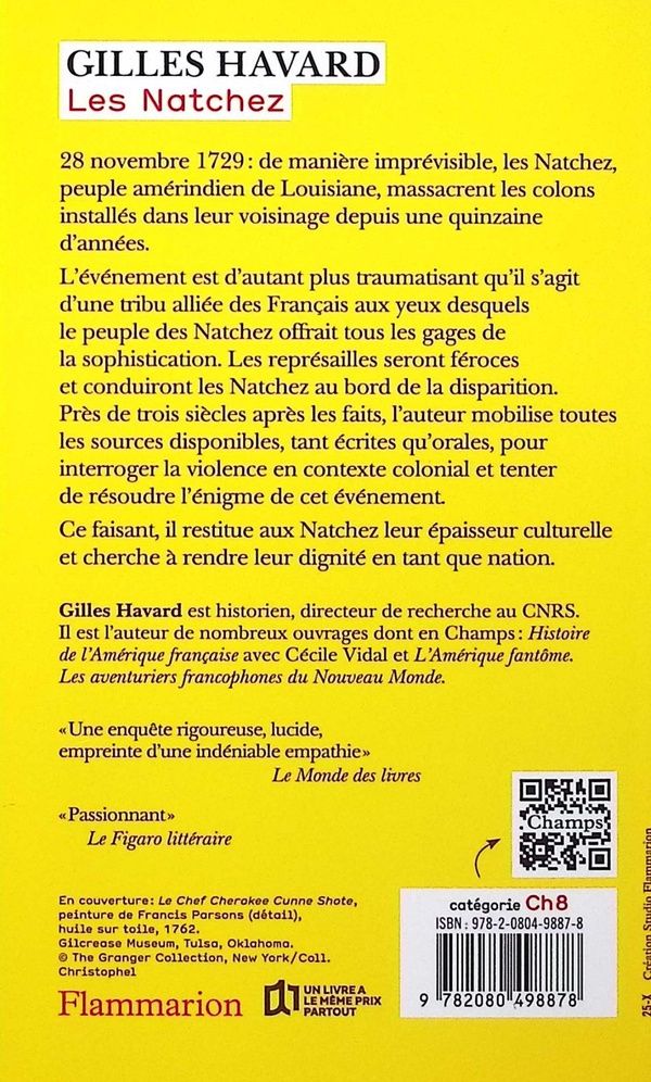 Quatrième de couverture de « Les Natchez : une histoire coloniale de la violence »