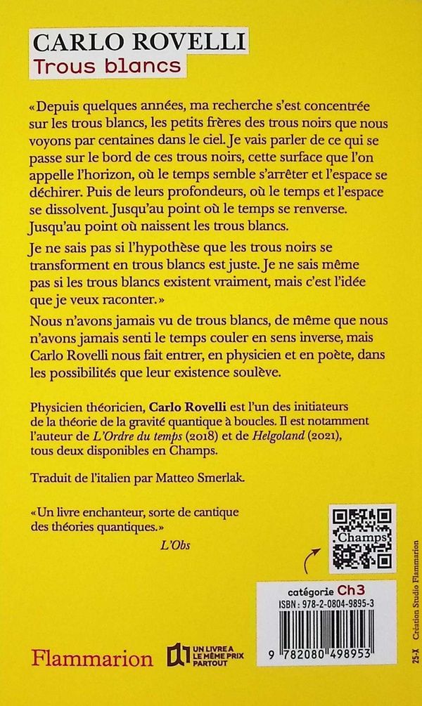 Quatrième de couverture de « Trous blancs »