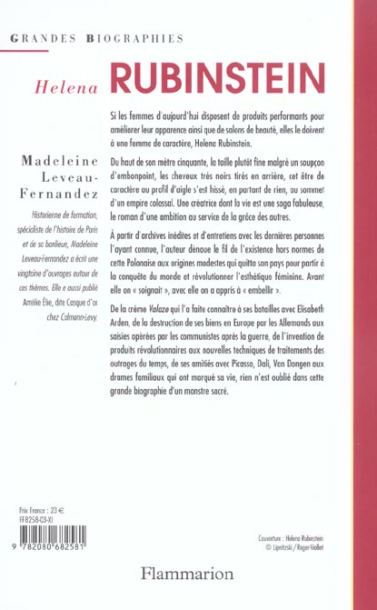 Quatrième de couverture de « HELENA RUBINSTEIN »