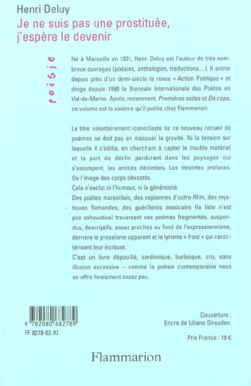 Quatrième de couverture de « JE NE SUIS PAS PROSTITUEE, J'ESPERE LE DEVENIR »