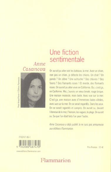 Quatrième de couverture de « UNE FICTION SENTIMENTALE »
