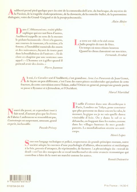 Quatrième de couverture de « L'ATELIER DU ROMAN - JACQUES AUDIBERTI, PAR LE FEU ET LE RIRE »