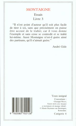 Quatrième de couverture de « ESSAIS - VOL03 - LIVRE 3 »