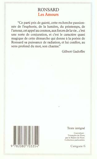 Quatrième de couverture de « LES AMOURS »