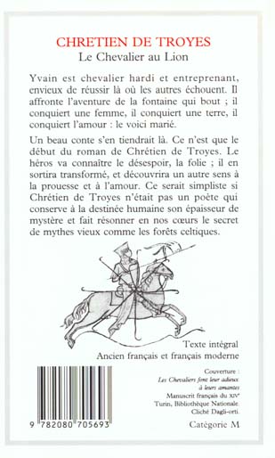 Quatrième de couverture de « Yvain ou Le chevalier au lion »
