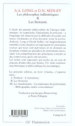 Quatrième de couverture de « LES PHILOSOPHES HELLENISTIQUES - VOL02 - LES STOICIENS »