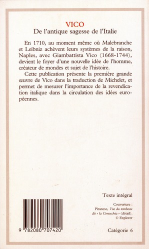 Quatrième de couverture de « L'ANTIQUE SAGESSE DE L'ITALIE »