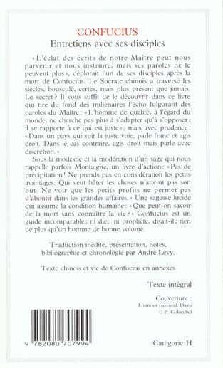 Quatrième de couverture de « ENTRETIENS AVEC SES DISCIPLES »