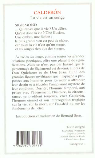 Quatrième de couverture de « LA VIE EST UN SONGE »