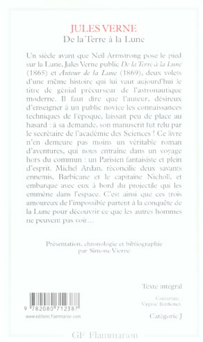 Quatrième de couverture de « DE LA TERRE A LA LUNE »