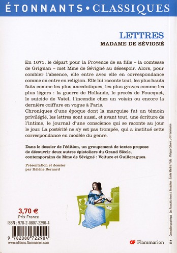 Quatrième de couverture de « LETTRES »
