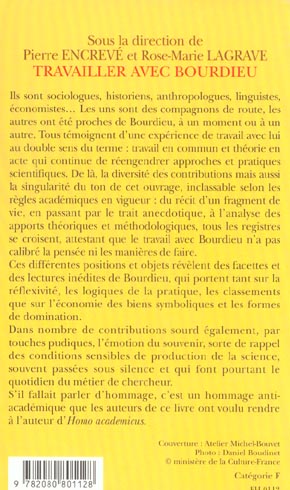Quatrième de couverture de « TRAVAILLER AVEC BOURDIEU »
