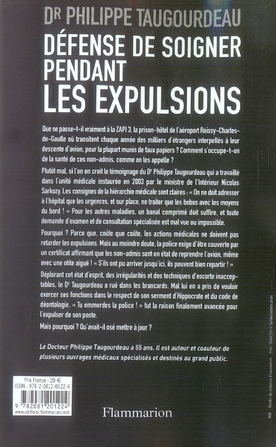 Quatrième de couverture de « DEFENSE DE SOIGNER PENDANT LES EXPULSIONS »