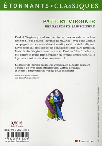Quatrième de couverture de « PAUL ET VIRGINIE »