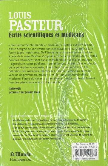 Quatrième de couverture de « ECRITS SCIENTIFIQUES ET MEDICAUX (MONDE »