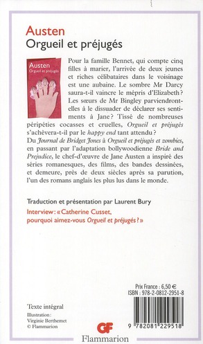 Quatrième de couverture de « Orgueil et préjugés »