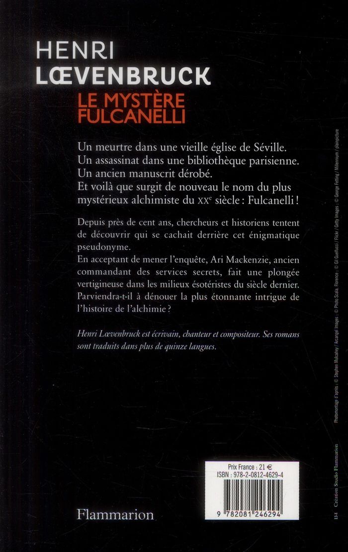 Quatrième de couverture de « Le mystère Fulcanelli : roman »