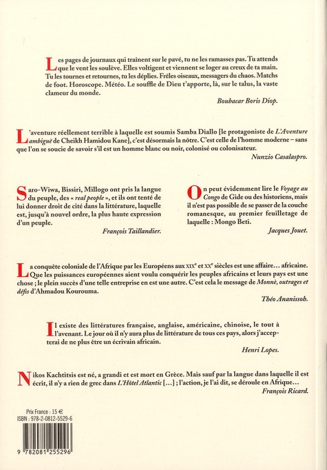 Quatrième de couverture de « L'ATELIER DU ROMAN - DE L'AFRIQUE AU ROMAN ET VICE-VERSA »