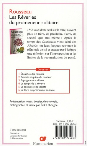 Quatrième de couverture de « LES REVERIES DU PROMENEUR SOLITAIRE »