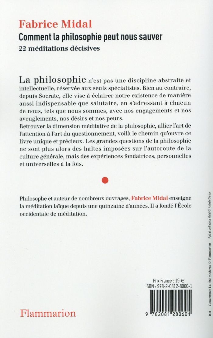 Quatrième de couverture de « Comment la philosophie peut nous sauver : 22 méditations décisives »