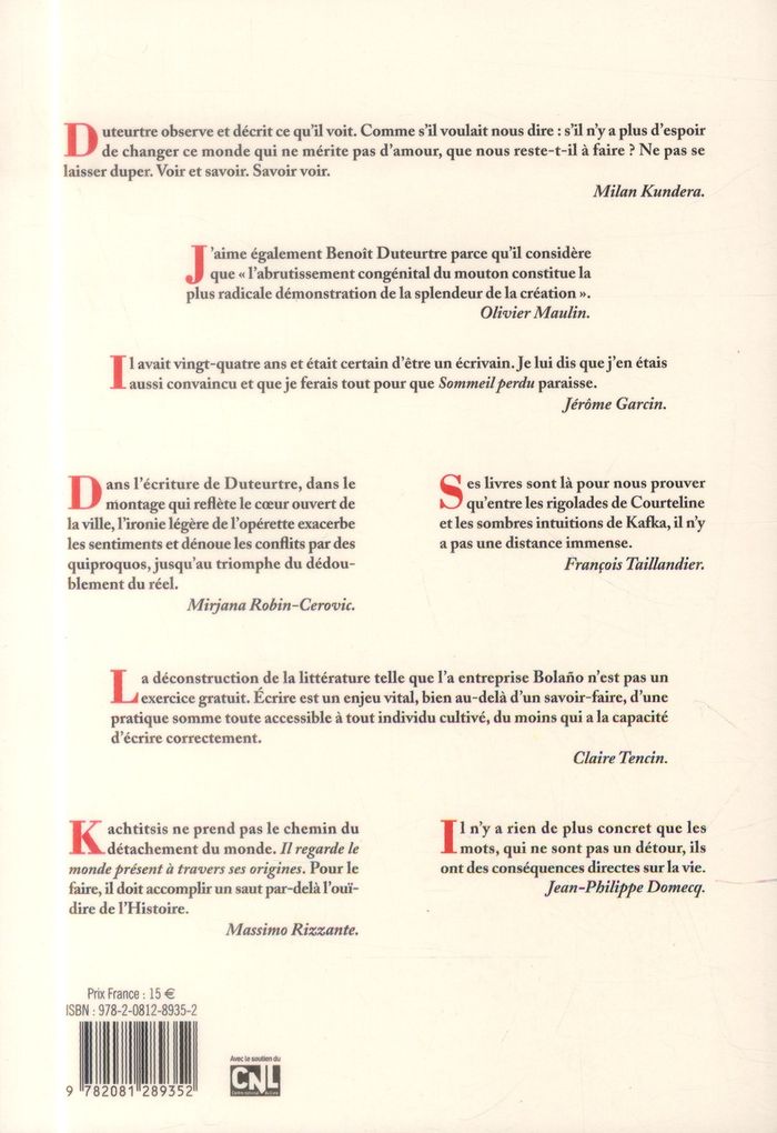 Quatrième de couverture de « L'ATELIER DU ROMAN - ETONNEZ-NOUS BENOIT ! : BENOIT DUTEURTRE ROMANCIER »